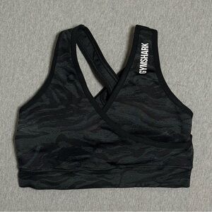 Gymshark Sports Bra Black Small S Adapt Animal Tiger stripe Small Animal Print